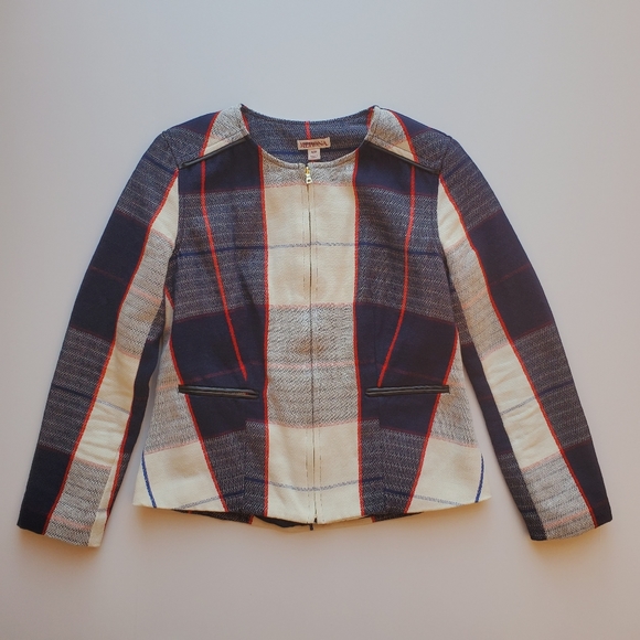 Merona Navy & Red Plaid Zipper Jacket - Picture 1 of 7